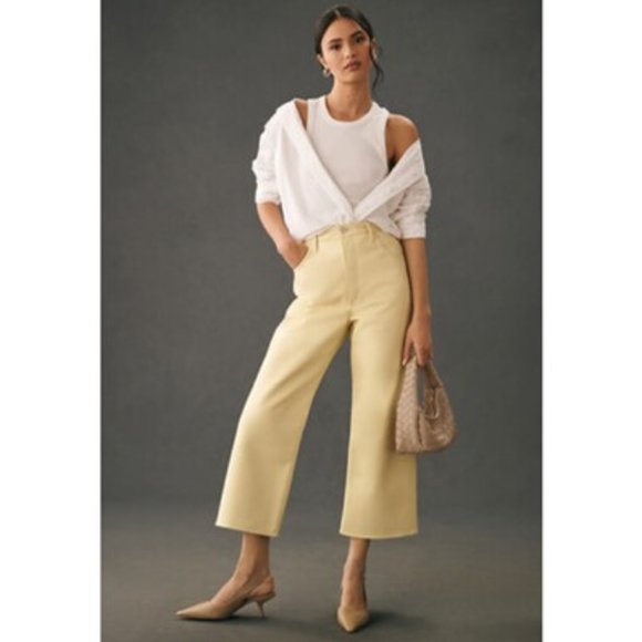 NWT-Citizen's of Humanity x Anthropologie Yellow Gaucho Leather Pants - …